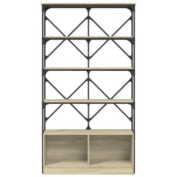 Bookcase Sonoma Oak 100x26x180 cm Engineered Wood and Metal