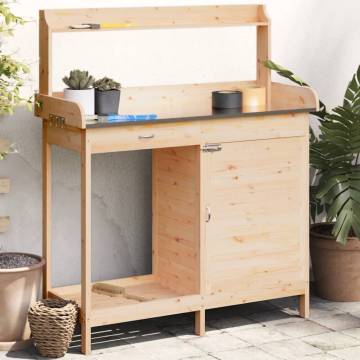 Potting Table with Cabinet 110.5x45x124.5 cm Solid Wood Fir