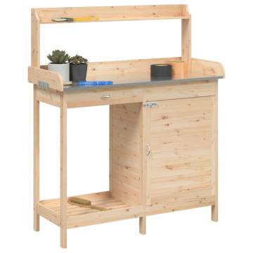 Potting Table with Cabinet 110.5x45x124.5 cm Solid Wood Fir