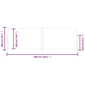 Retractable Side Awning Red 200x600 cm