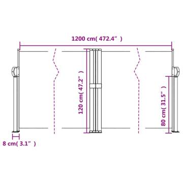 Retractable Side Awning Brown 120x1200 cm