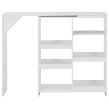 Bar Table with Moveable Shelf White 138x39x110 cm