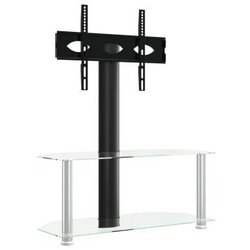 Corner TV Stand 2-Tiers for 32-70 Inch Black and Silver