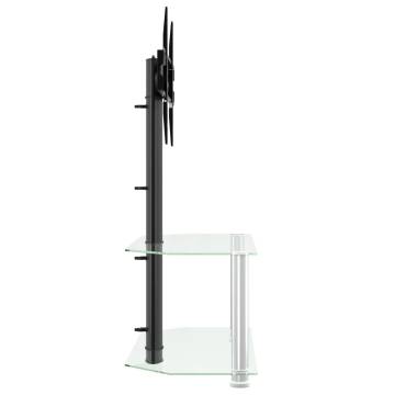 Corner TV Stand 2-Tiers for 32-70 Inch Black and Silver