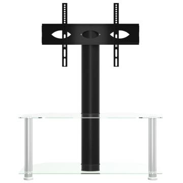 Corner TV Stand 2-Tiers for 32-70 Inch Black and Silver