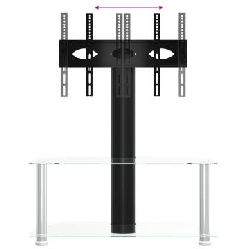 Corner TV Stand 2-Tiers for 32-70 Inch Black and Silver