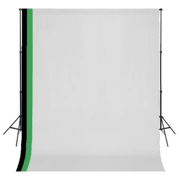 Photo Studio Kit with 3 Cotton Backdrops Adjustable Frame 3x3m