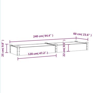 Garden Raised Bed with Liner Brown 240x60x25 cm Solid Wood Fir