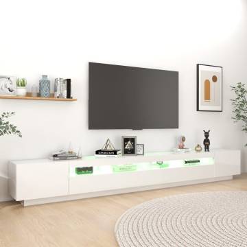 TV Cabinet with LED Lights High Gloss White 300x35x40 cm