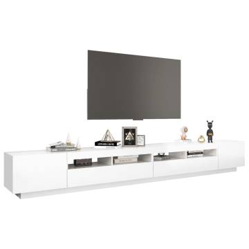 TV Cabinet with LED Lights High Gloss White 300x35x40 cm