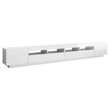 TV Cabinet with LED Lights High Gloss White 300x35x40 cm