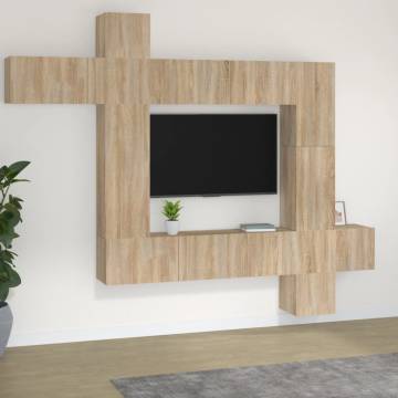 9 Piece TV Cabinet Set Sonoma Oak Engineered Wood