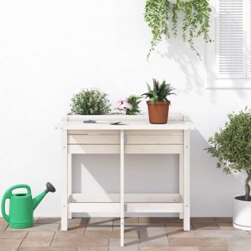 Garden Planter with Folding Tabletop White Solid Wood Pine