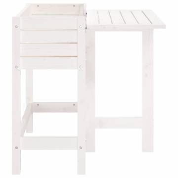 Garden Planter with Folding Tabletop White Solid Wood Pine