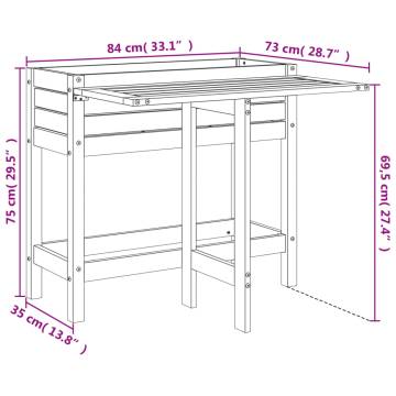 Garden Planter with Folding Tabletop White Solid Wood Pine