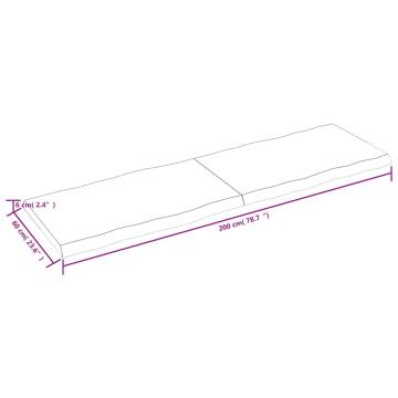 Table Top 200x60x(2-6) cm Untreated Solid Wood Live Edge