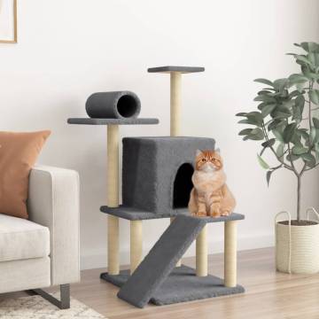 Cat Tree with Sisal Scratching Posts Dark Grey 110.5 cm