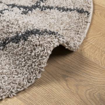 Shaggy Rug High Pile Modern Beige and Anthracite Ø 100 cm