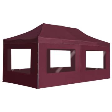 Professional Folding Party Tent with Walls Aluminium 6x3 m Wine Red