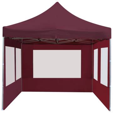 Professional Folding Party Tent with Walls Aluminium 6x3 m Wine Red