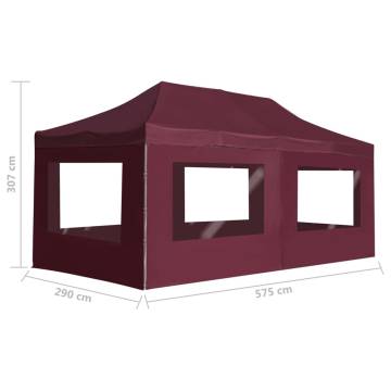 Professional Folding Party Tent with Walls Aluminium 6x3 m Wine Red