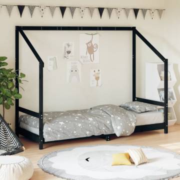 Kids Bed Frame Black 80x200 cm Solid Wood Pine