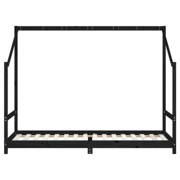 Kids Bed Frame Black 80x200 cm Solid Wood Pine