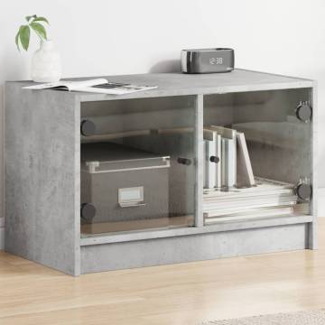 TV Cabinet with Glass Doors Concrete Grey 68x37x42 cm