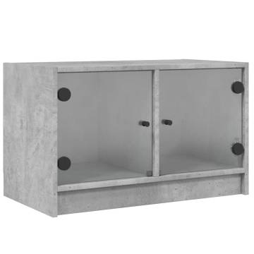 TV Cabinet with Glass Doors Concrete Grey 68x37x42 cm