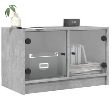 TV Cabinet with Glass Doors Concrete Grey 68x37x42 cm