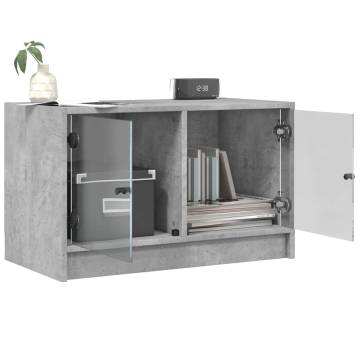 TV Cabinet with Glass Doors Concrete Grey 68x37x42 cm