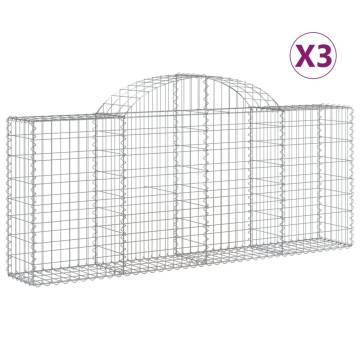 Arched Gabion Baskets 3 pcs 200x30x80/100 cm Galvanised Iron