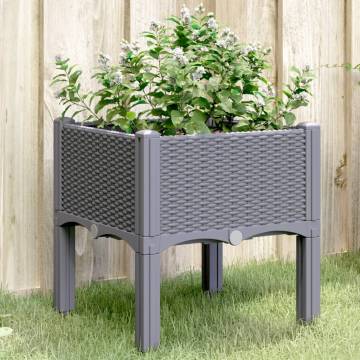 Garden Planter with Legs Grey 40x40x42 cm PP