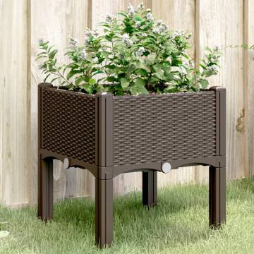 Garden Planter with Legs Brown 40x40x42 cm PP