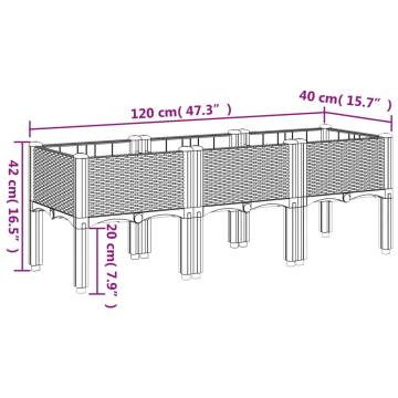 Garden Planter with Legs White 120x40x42 cm PP