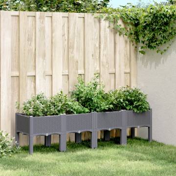 Garden Planter with Legs Grey 160x40x42 cm PP