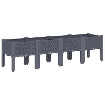 Garden Planter with Legs Grey 160x40x42 cm PP