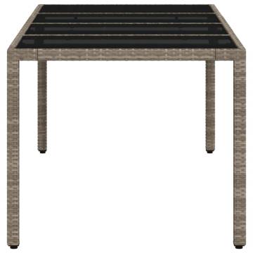 Garden Table with Glass Top Light Grey 190x90x75 cm Poly Rattan