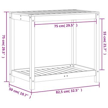 Potting Table with Shelf 82.5x50x75 cm Solid Wood Douglas