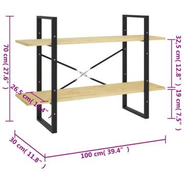 2-Tier Book Cabinet 100x30x70 cm Solid Pine Wood