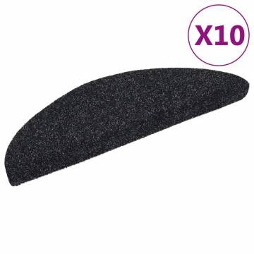 Self-adhesive Stair Mats 10 pcs Black 56x17x3 cm Needle Punch