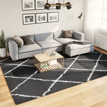 Shaggy Rug High Pile Modern Black and Cream 240x340 cm