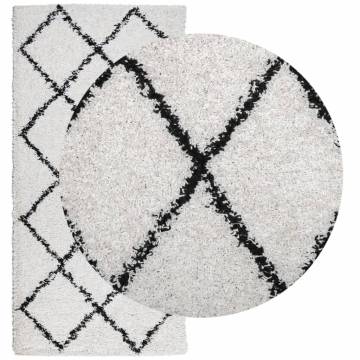 Shaggy Rug High Pile Modern Cream and Black 100x200 cm