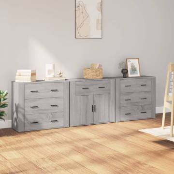 Sideboards 3 pcs Grey Sonoma Engineered Wood