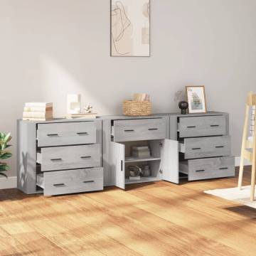 Sideboards 3 pcs Grey Sonoma Engineered Wood