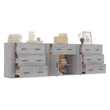 Sideboards 3 pcs Grey Sonoma Engineered Wood