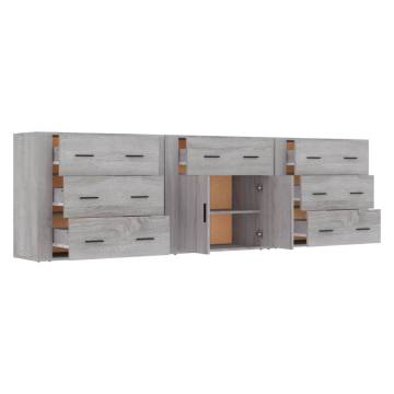 Sideboards 3 pcs Grey Sonoma Engineered Wood