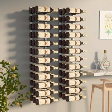 Wall Mounted Wine Rack for 36 Bottles 2 pcs White Iron