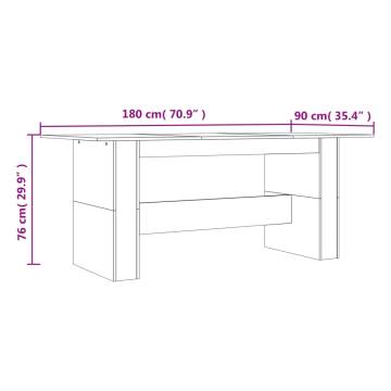 Dining Table Brown Oak 180x90x76 cm Engineered Wood