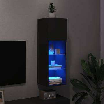 TV Cabinet with LED Lights Black 30.5x30x90 cm